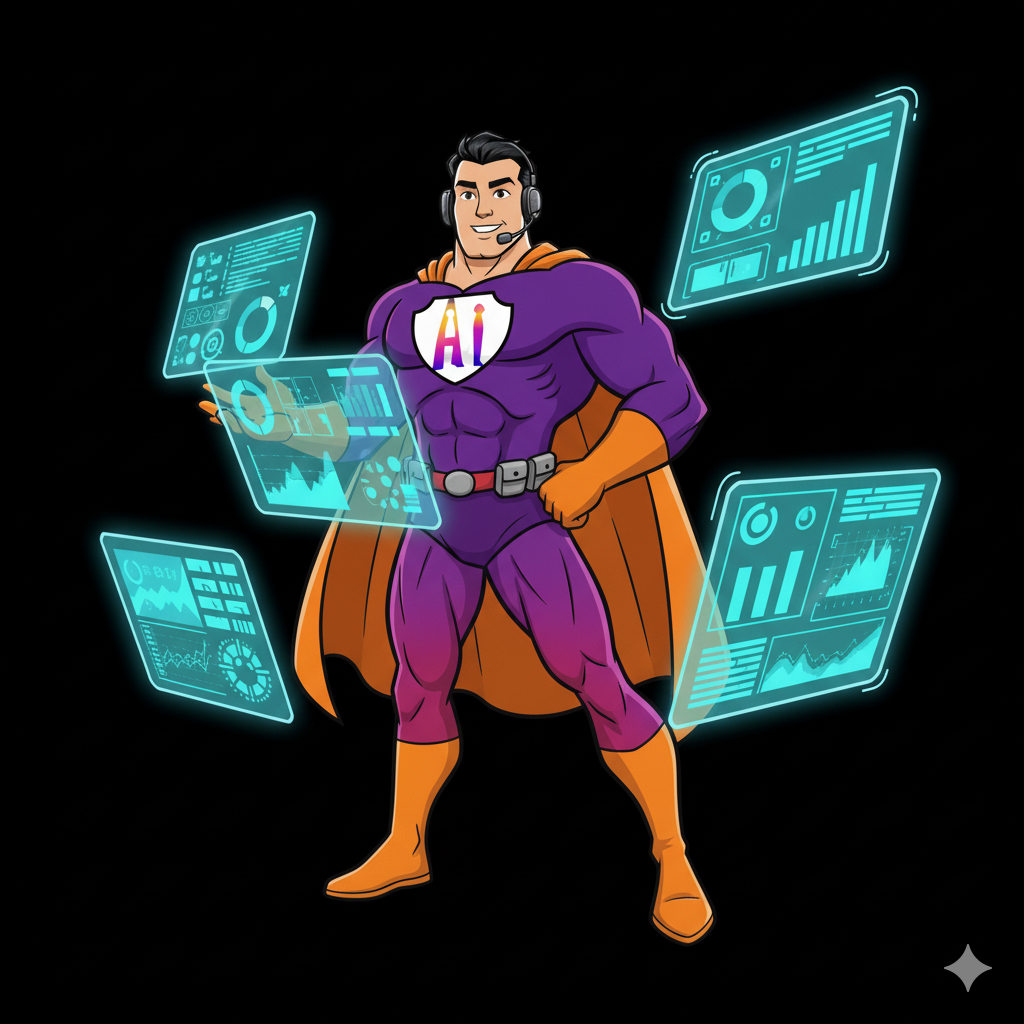 AI Hero with multiple tech screens